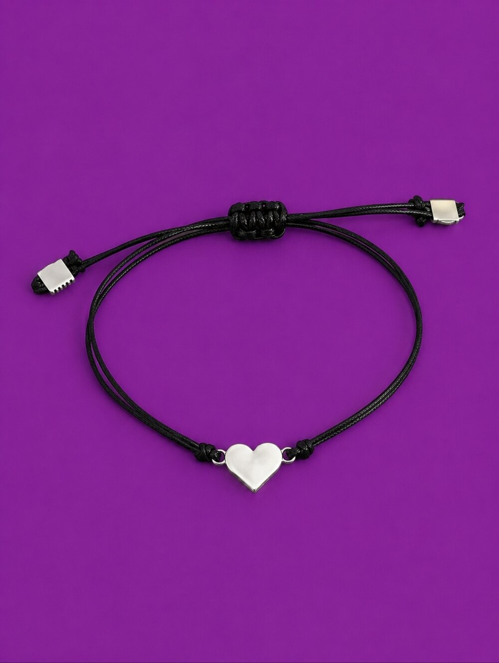 3/$30 Dainty Black Macrame Heart Adjustable Tennis Bracelet
